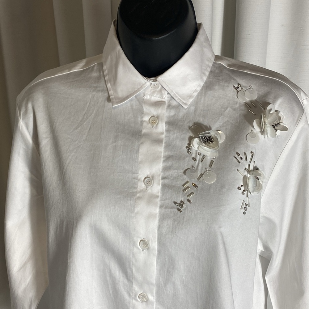 Zara JEWEL FLOWER SHIRT ZW COLLECTION Size S - Picture 7 of 15